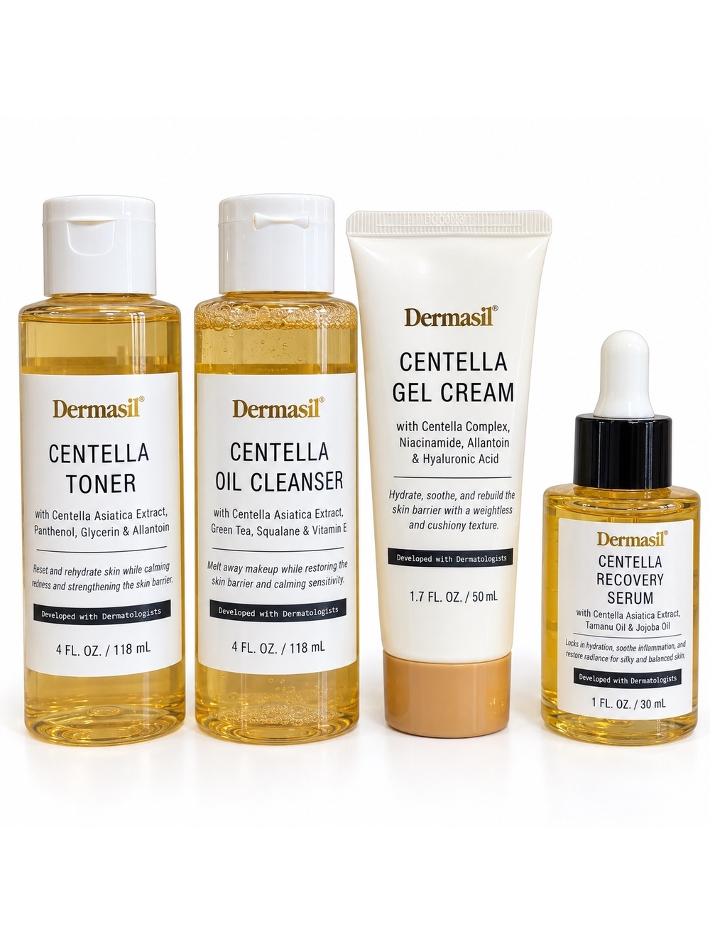 Dermasil Centella Skincare 4-Piece Set Cleanser Toner Serum Gel Cream NEW